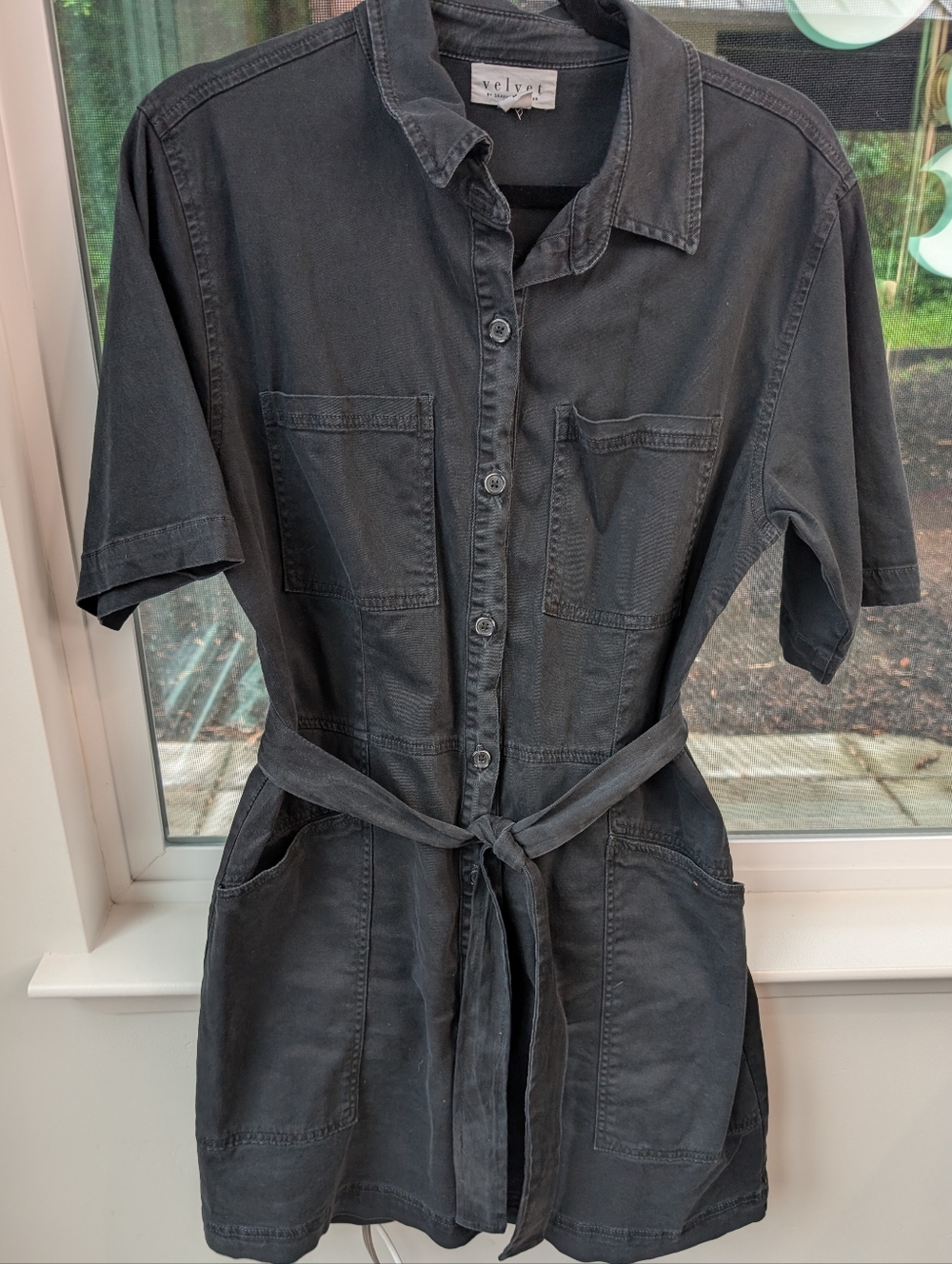 Velvet by Graham & Spencer Black Utility Shirt Dress